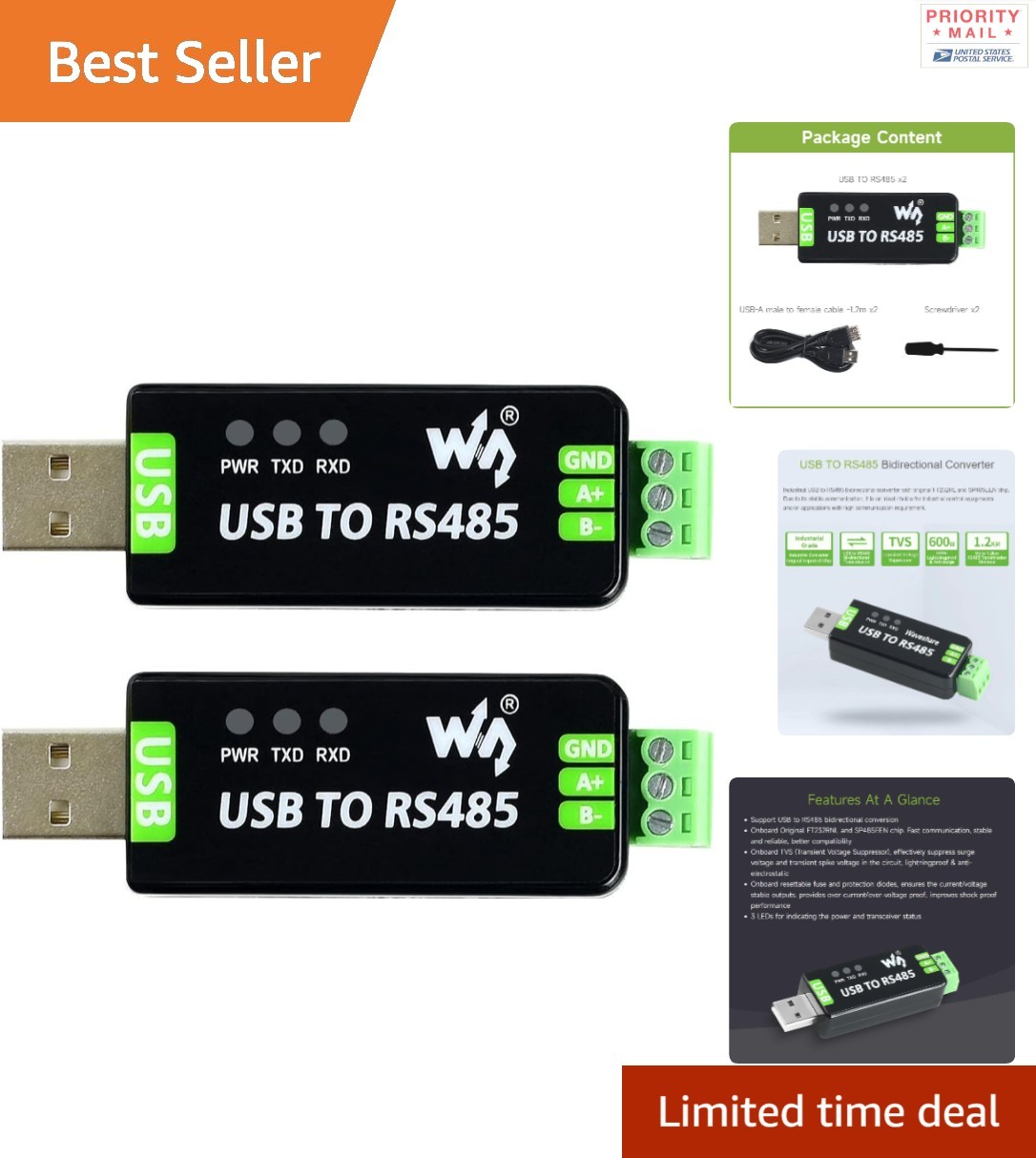 2PCS USB to RS485 Converter Fast Communication with FT232RL SP485EEN Protection