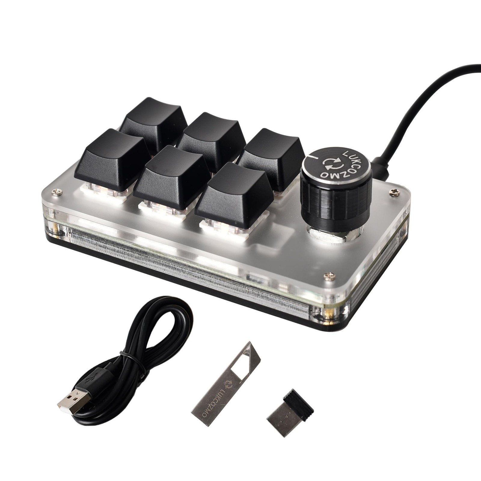 6-Key Macro Pad Programmable Wireless Mechanical Mini Keyboard Knob RGB