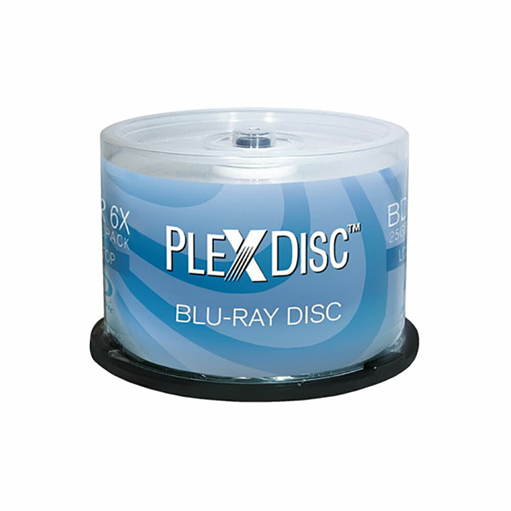 100 PlexDisc 6X 25GB Blank BD-R BDR Blu-Ray Logo Branded Media Disc 633-814