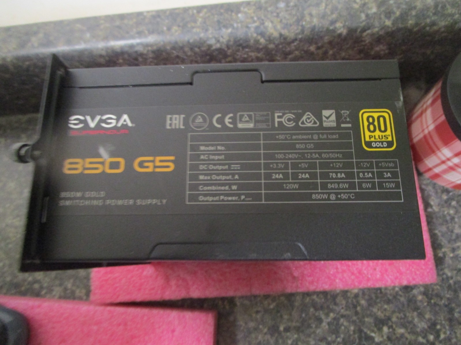 EVGA SuperNOVA 850 G5 850W 80 PLUS Gold Modular ATX PSU 220-G5-0850 Power Supply