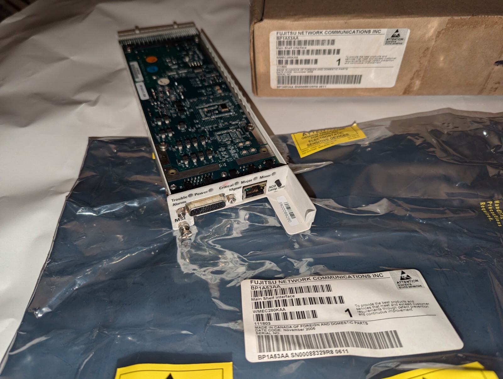 NEW GENUINE FUJITSU NETWORK COMMUNICATIONS BP1A53AA MAIN SHELF INTERFACE