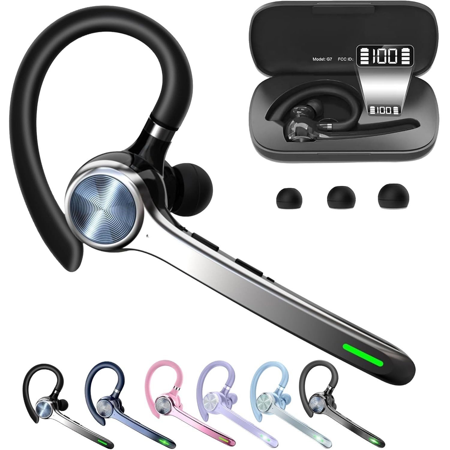 HEIBAS Bluetooth Headset Wireless Earpiece with Mic