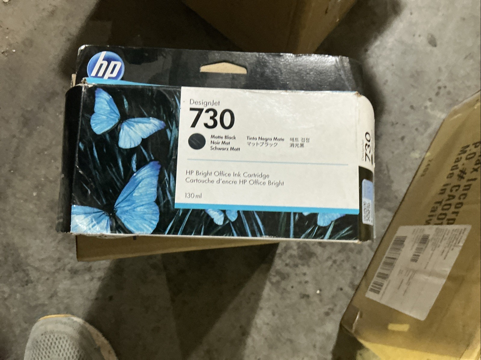 HP 730 130-ml Matte Black DesignJet Ink Cartridge, P2V65A Exp 08/2024