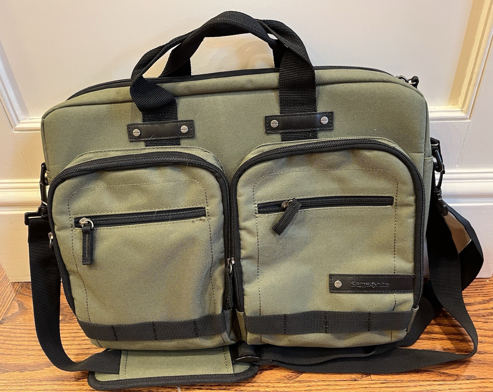 Samsonite Madagascar Laptop Briefcase Computer Bag Olive Green Utility EUC