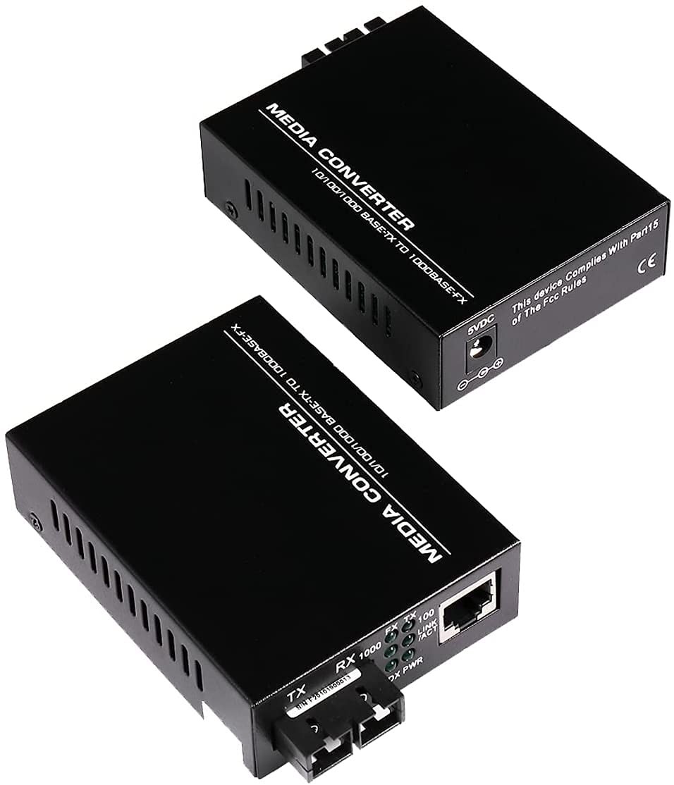 A Pair 2 Pack Multi-Mode Dual SC Fiber Gigabit Fast Ethernet Media Converter, Mi