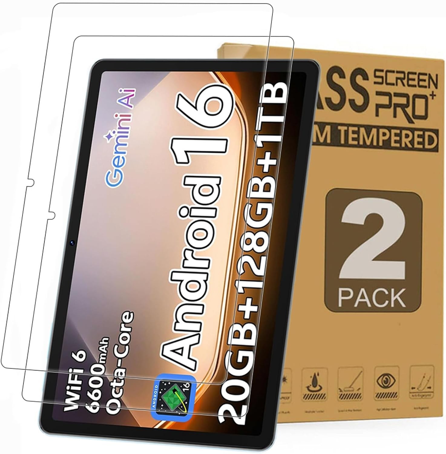 2 Pack Screen Protector Tempered Glass Film Guard for 10 Inch Tablets