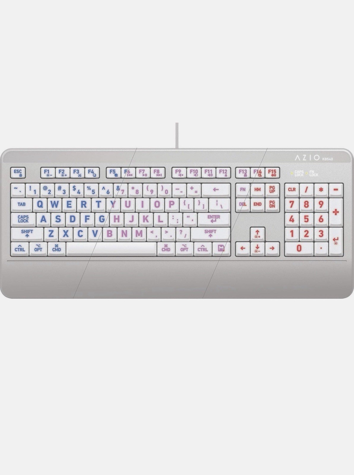 Azio Vision Mac USB-C Keyboard, Backlit/Large Print, KB540