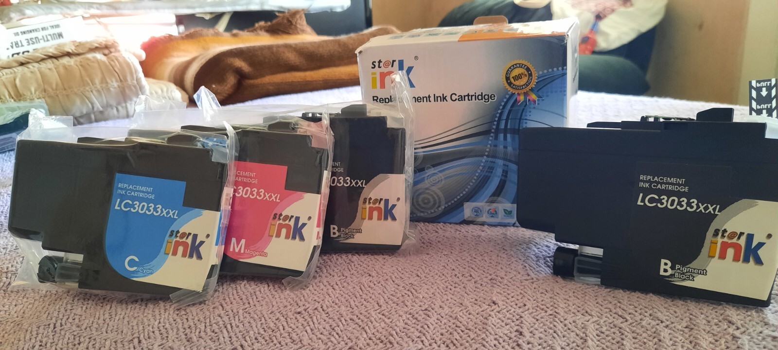 Starink Ink Cartridge Replacement for Brother LC3033XXL  High Yield C/M/2 Blk