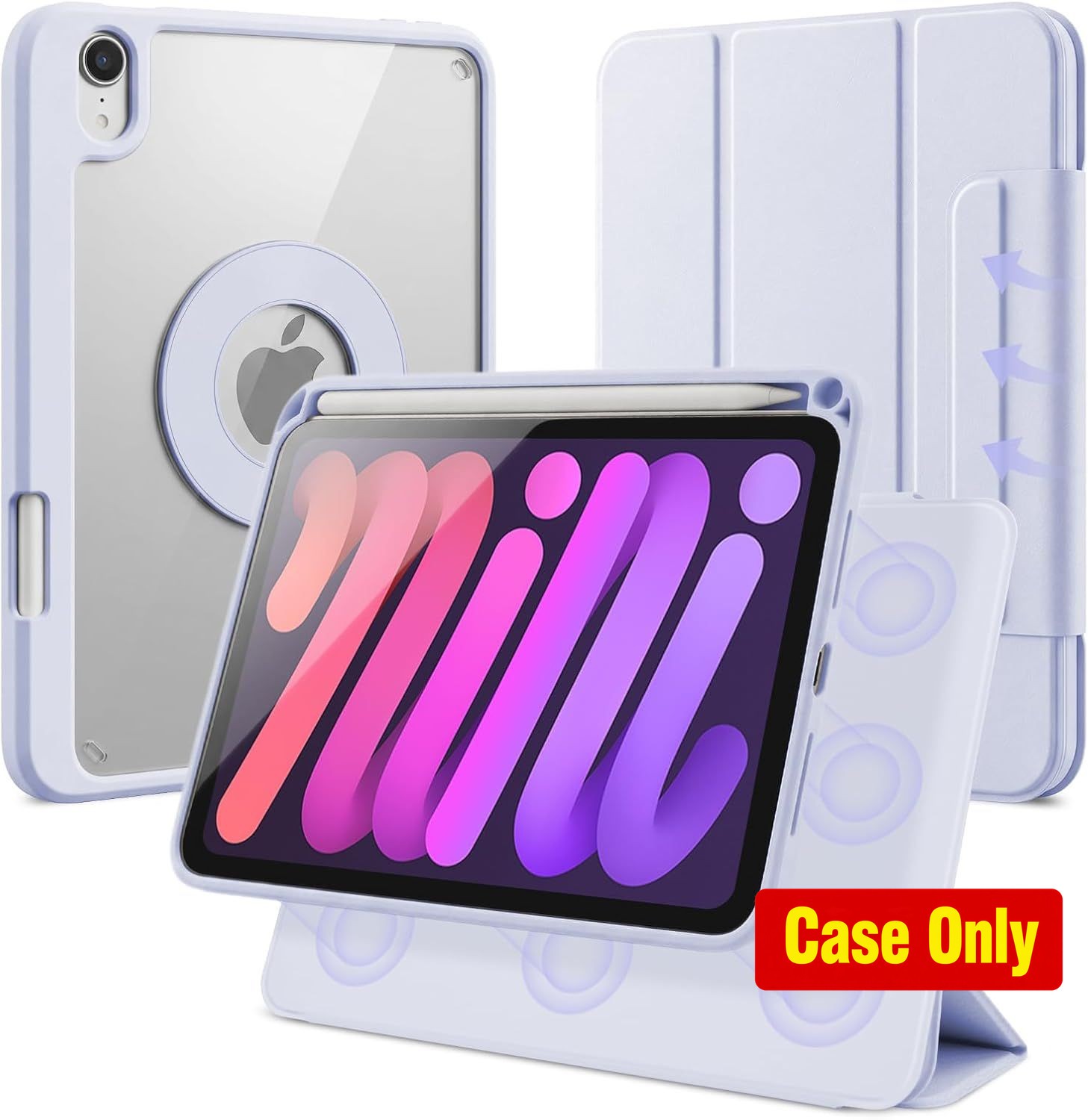 Tablet Case for iPad mini 7 2024, Removable Magnetic Cover, Adjustable Stand