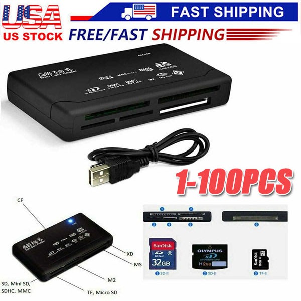 Memory Card Reader Mini 26-IN-1 USB 2.0 High Speed For CF xD SD MS SDHC LOT