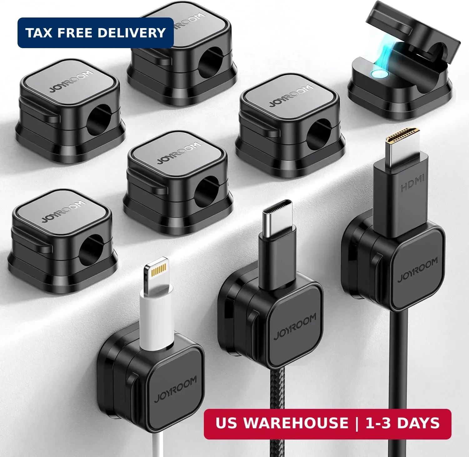 9 Pack Magnetic Cable Clips [Cable Smooth Adjustable] Cord Holder, Under Desk Ca