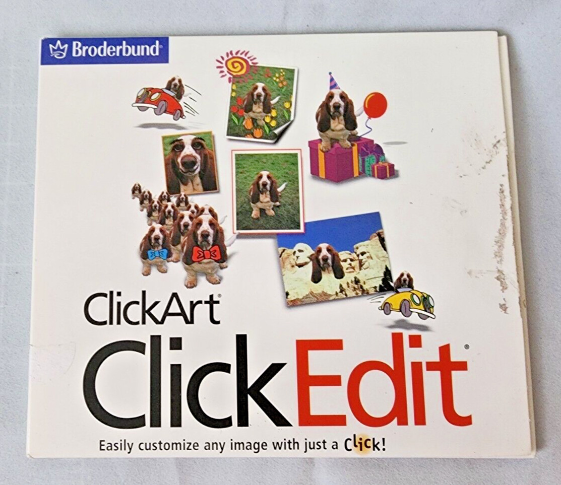 Broderbund ClickArt Click Edit 3-Disk Set 50,000 ClickArt Images 1999 READ