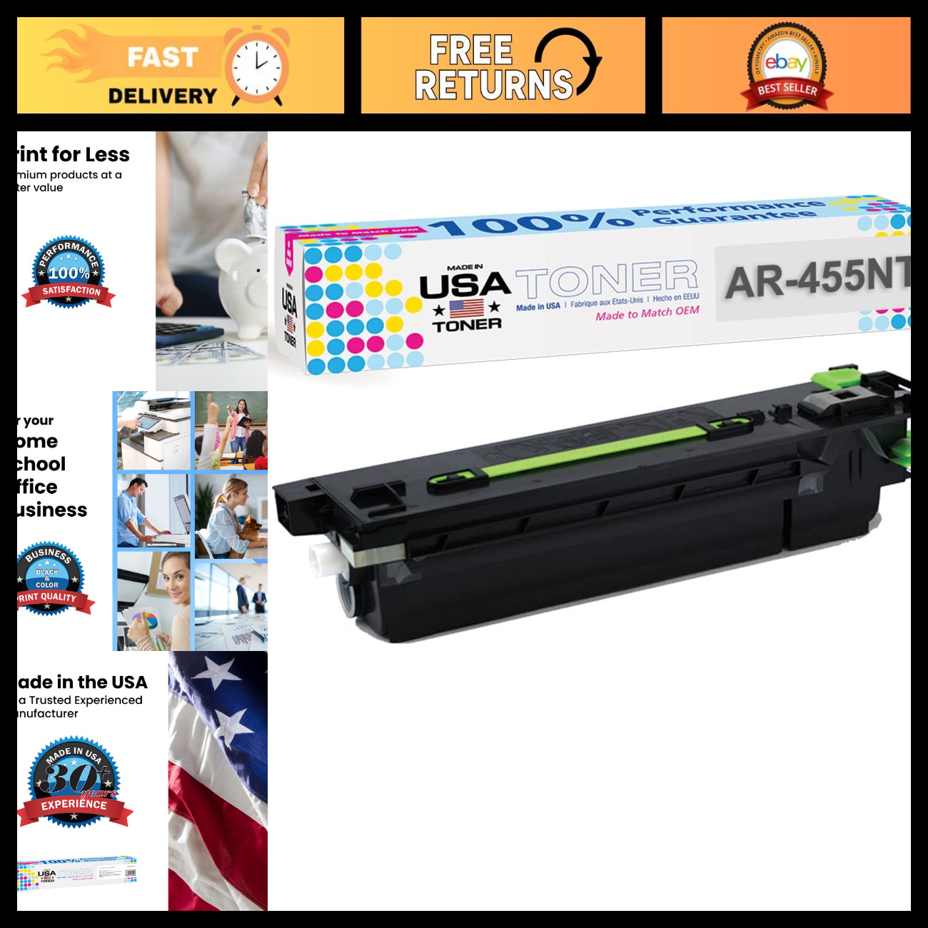 High-Yield Black Toner Cartridge for Sharp AR-455NT, MX-M350U, MX-M450N, MX-M450