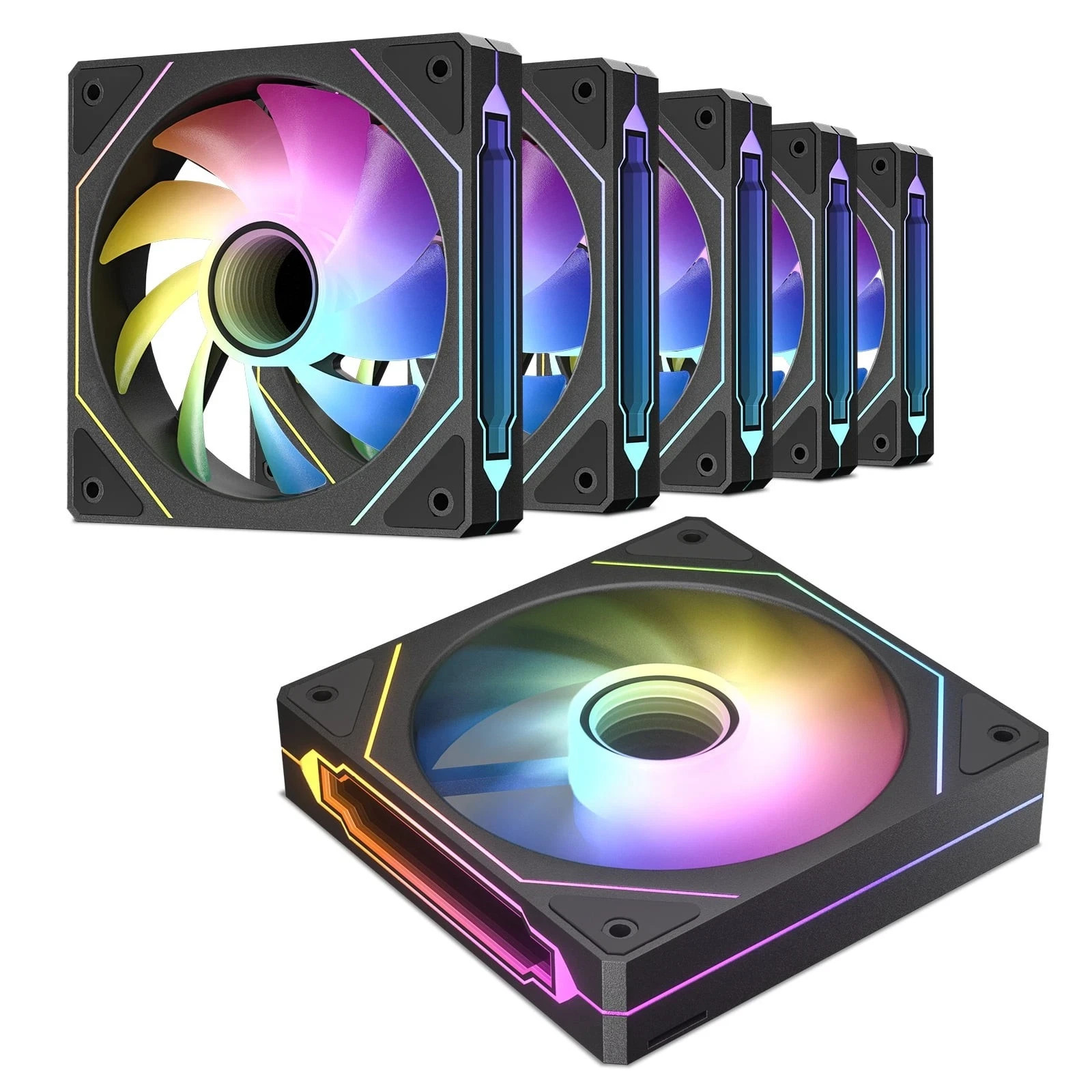 NEW 6-Pack 120mm Infinite Mirror Design Case PWM Control & ARGB Fans 4pin