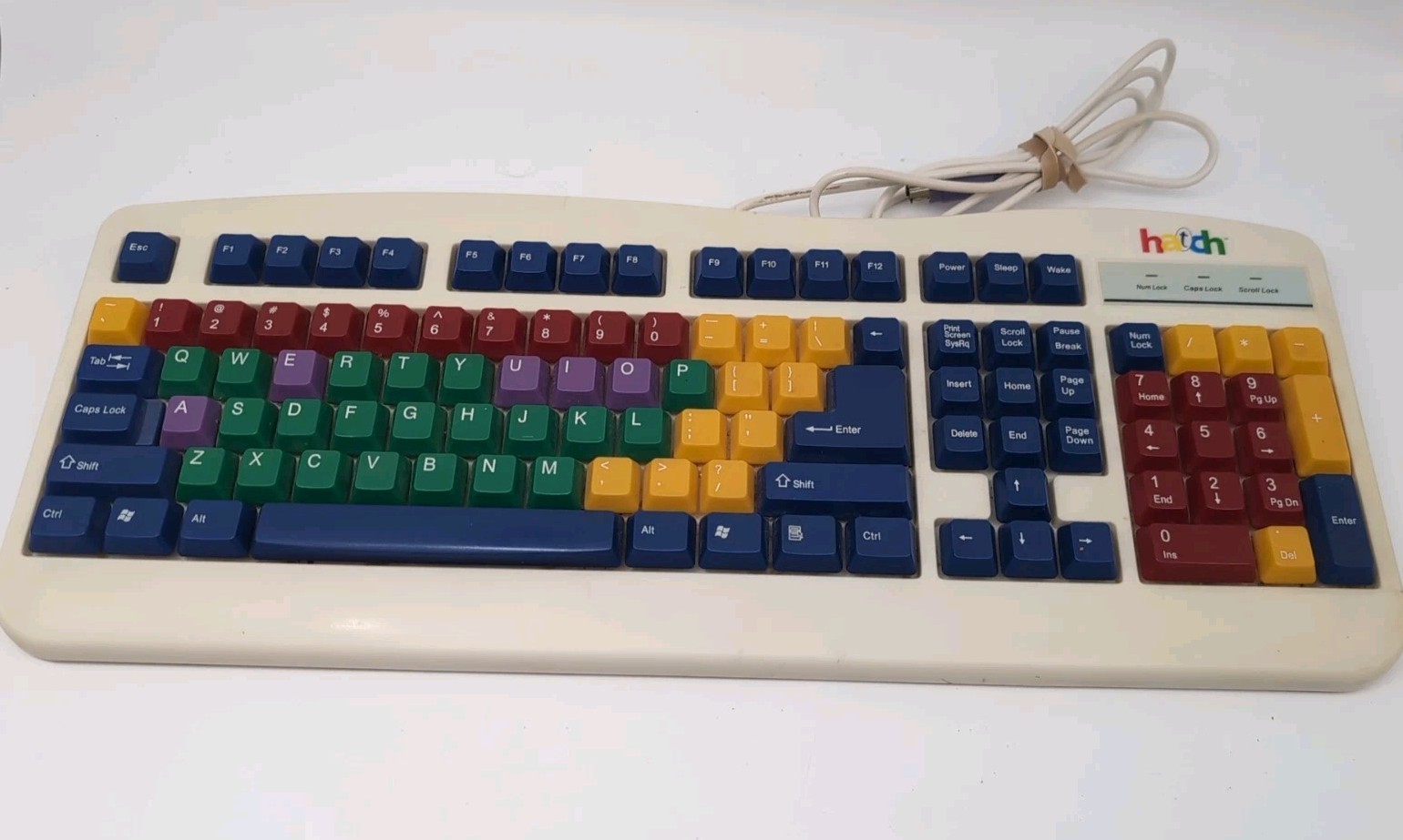 Vtg Hatch Learning Keyboard QWERTY Color Coded Vowels PS/2 (Mini-DIN) Connector