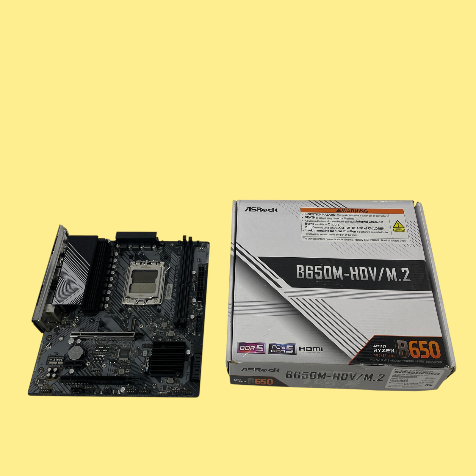 AS/IS ASRock B650M-HDV/M.2 AM5 MicroATX AMD DDR5 RAM Motherboard #FP5678