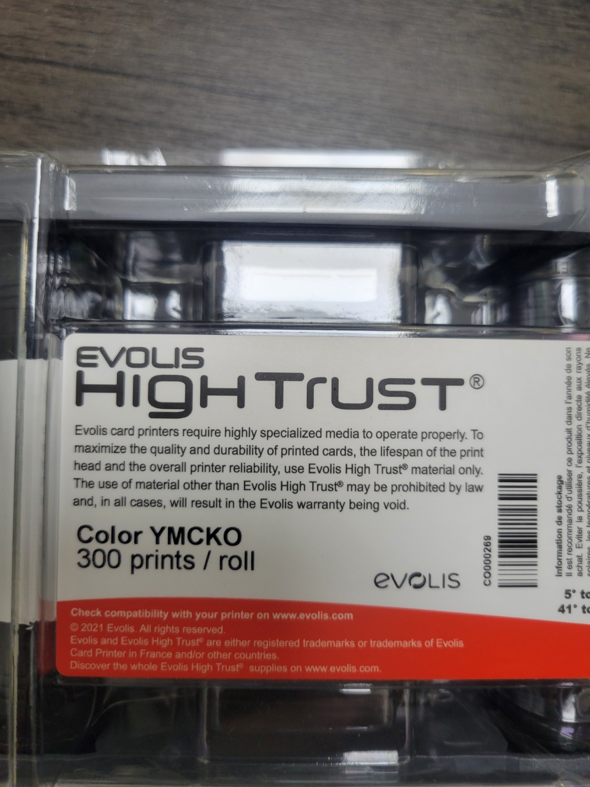 New R5F008AAA Evolis Color Ribbon YMCKO for Primacy, Elypso - 300 images 