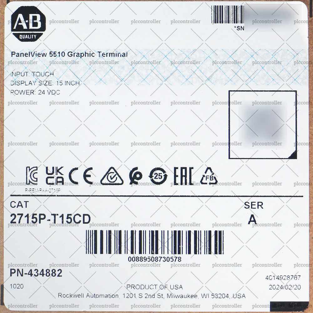 Brand New Allen-Bradley 2715P-T15CD PanelView 5510 Graphic Terminal