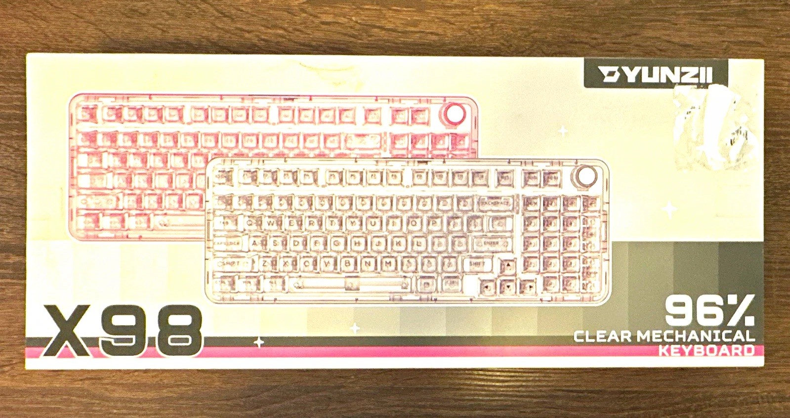 YUNZII X98 Clear 98-Key Wireless Mechanical Keyboard Built-In Battery English
