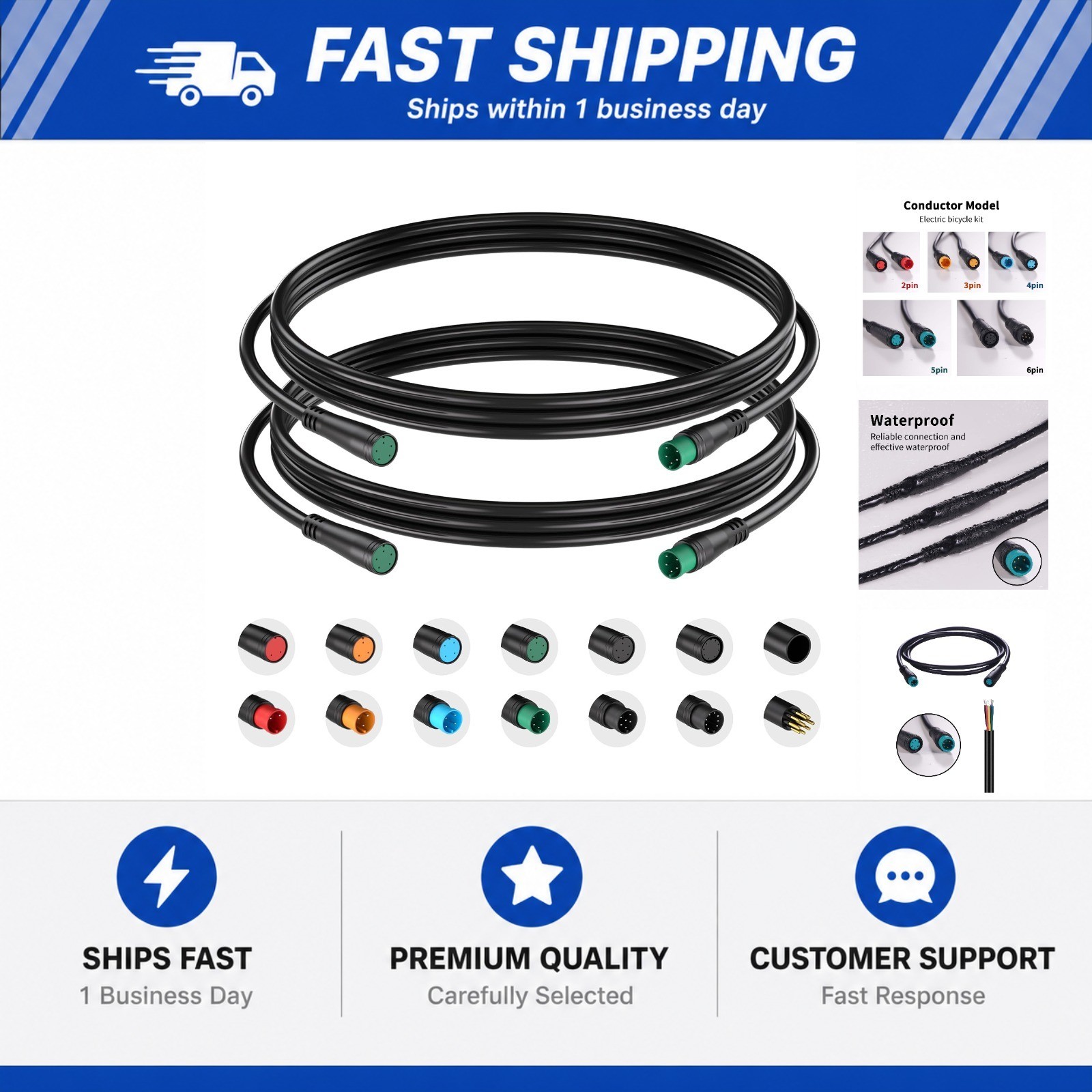 Extension Cable 2Pin/3Pin/4Pin/5Pin/6Pin/8Pin/9Pin Waterproof Plug Works for