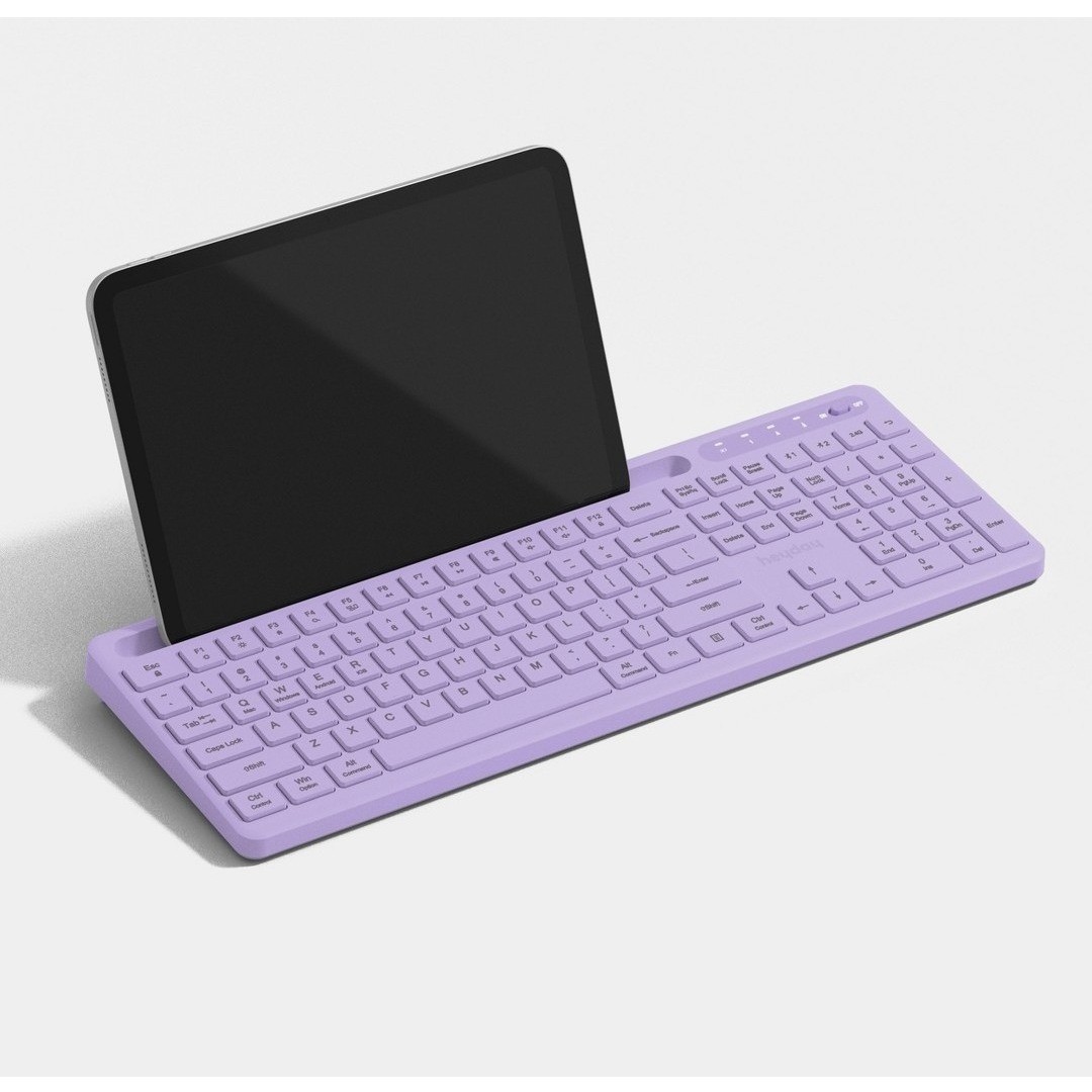 HEYDAY Full-Size Wireless Keyboard with Tablet Holder Purple Rose Bluetooth 5.1