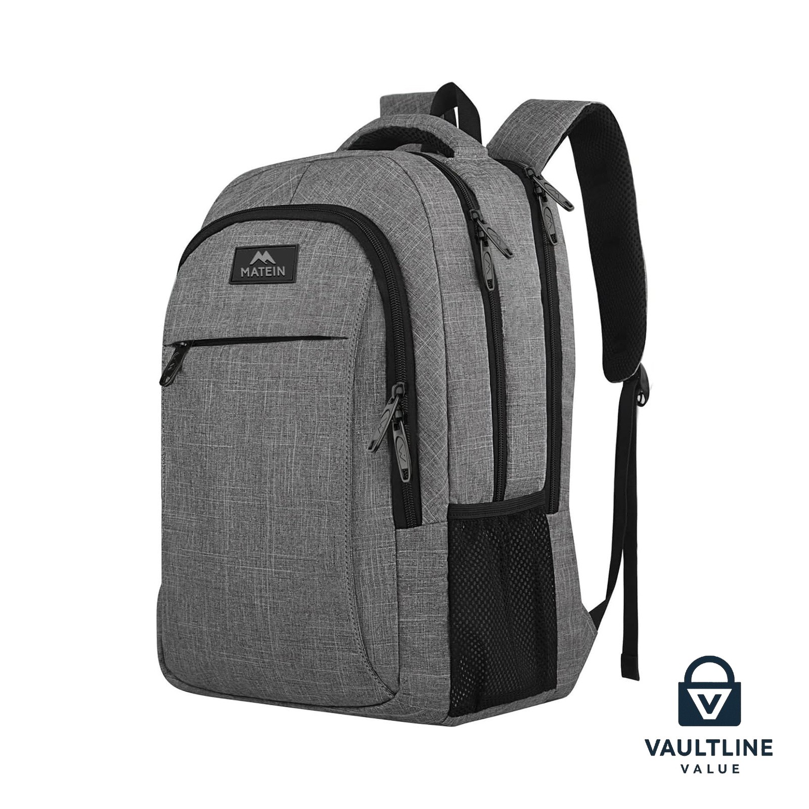 Travel Laptop Backpack 15.6 Inch Grey Polyester with Multiple Pockets