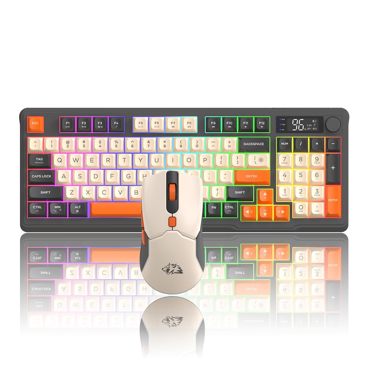 T96 Wireless Gaming Keyboard and Combo,Dual Bluetooth//2.4G RGB Backlit Mecha...