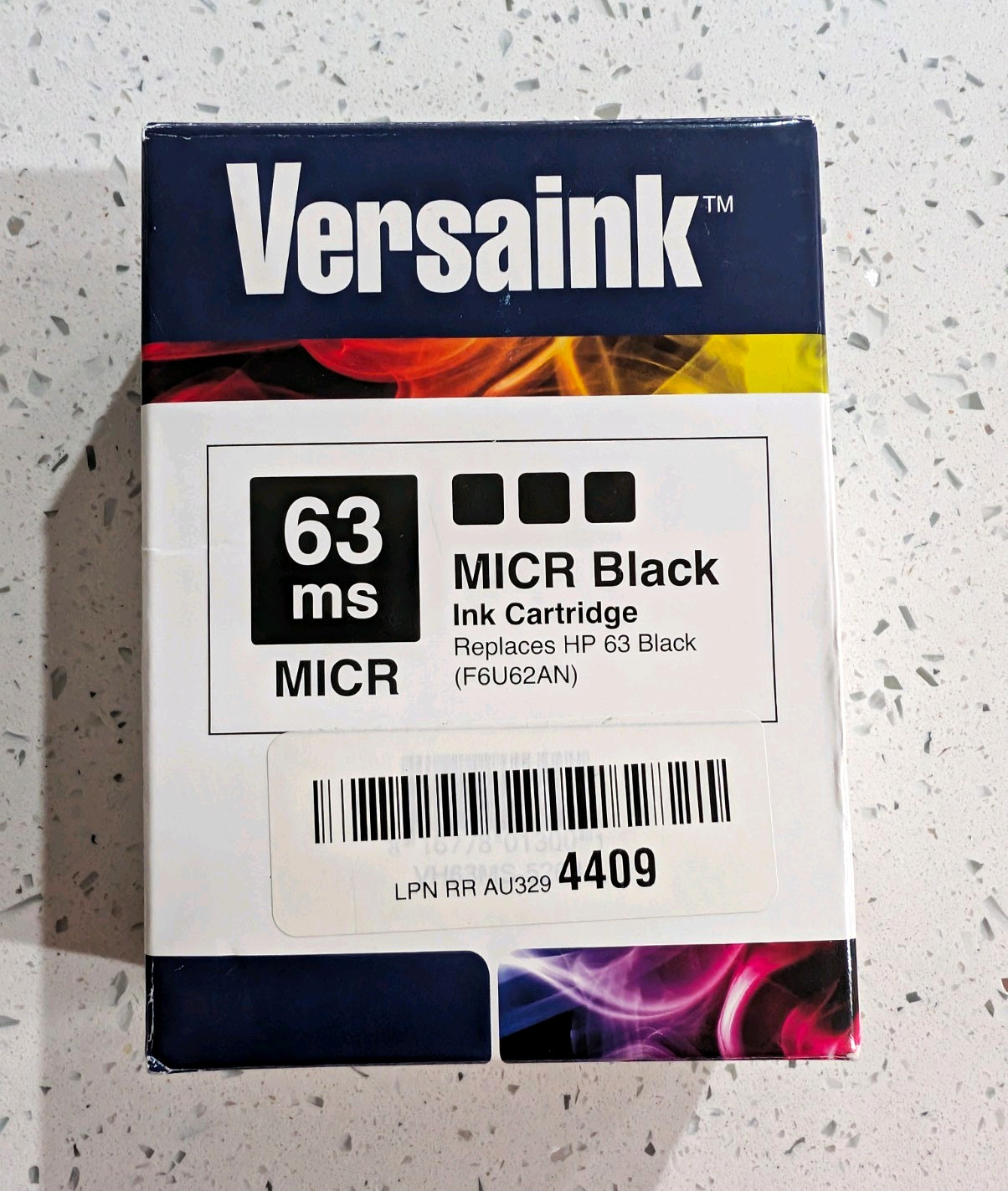 VersaInk 63MS MICR Black Inkjet Cartridge for HP 63 Replaces F6U62AN