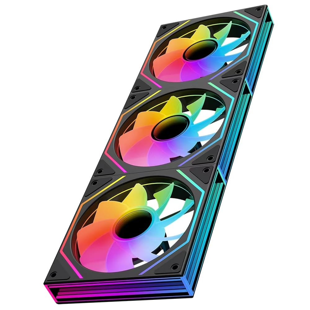 Prism6 MAX 120mm ARGB PC Case Fans - 3-Pack Infinite Mirror RGB Lighting, PWM