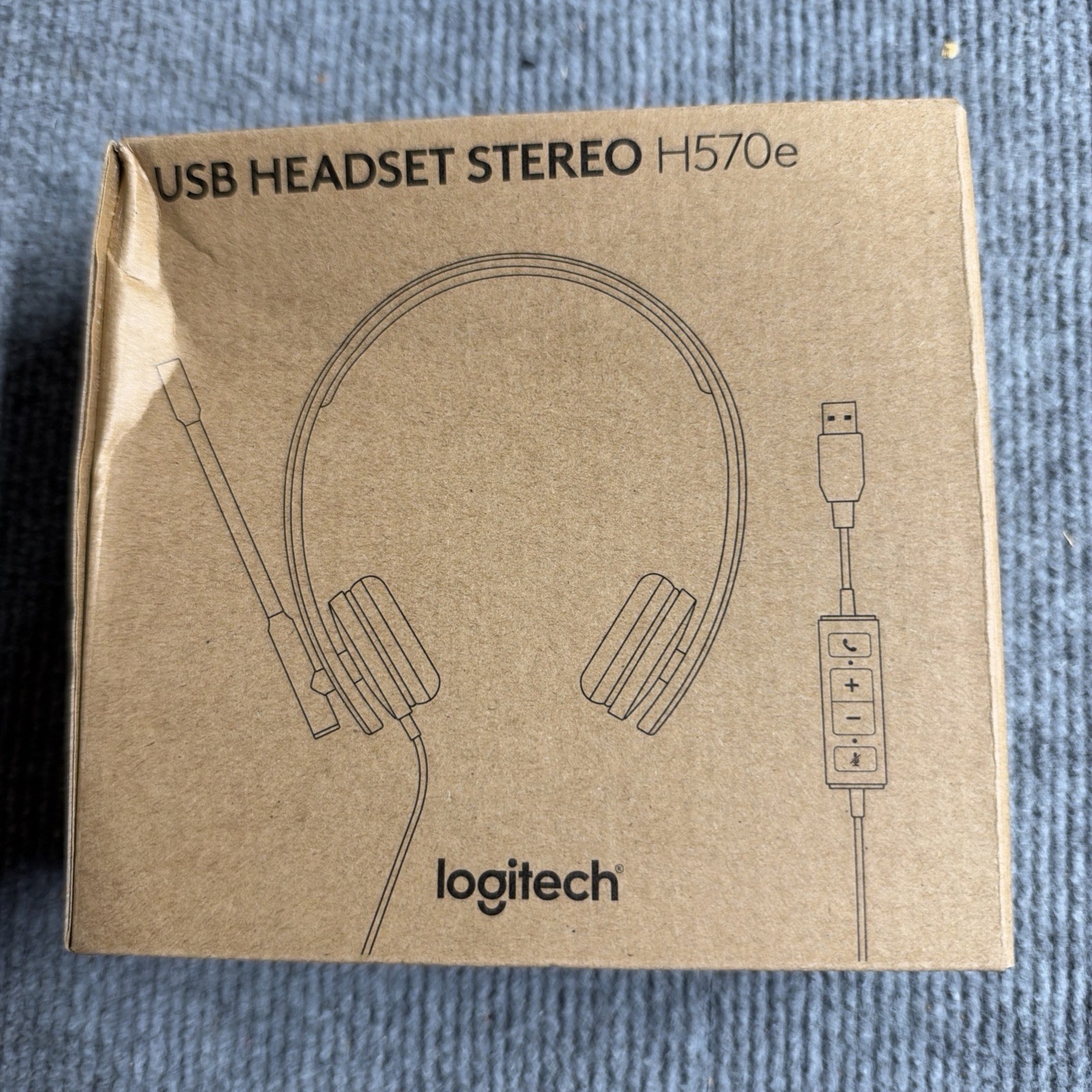 NEW Logitech H570e USB Headset Microphone for PC Mac Black Noise-Canceling Mics