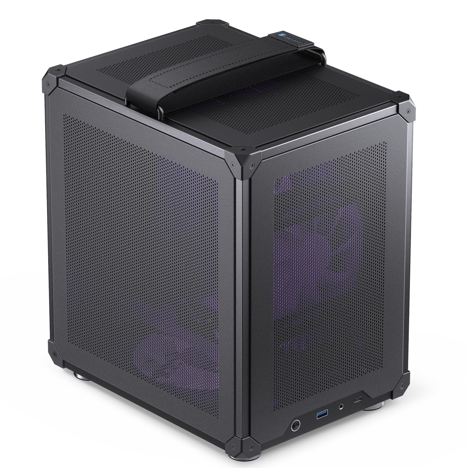 JONSBO C6-ITX/MATX Black with Handle Mesh PC Case, Simple Compact