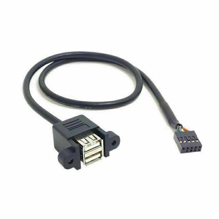 Xiwai Stackable Dual USB 2.0 A Type F to Motherboard 9-P Header Cable Panel Type