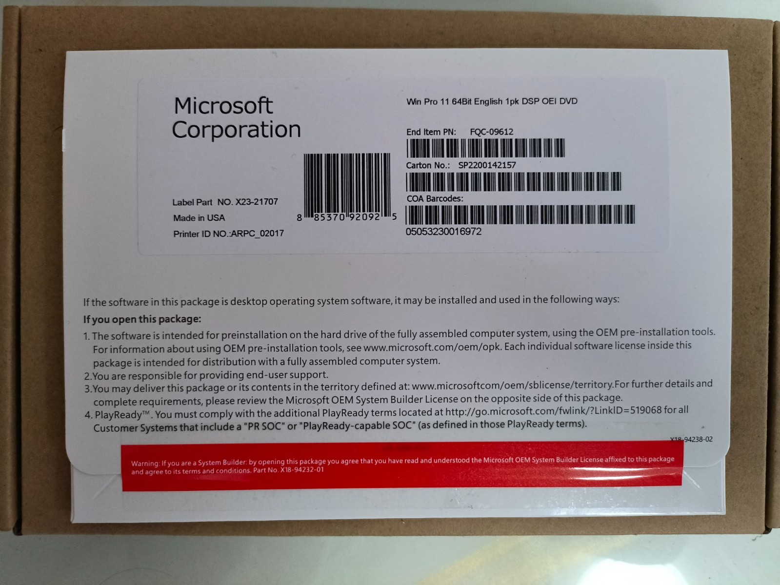 Microsoft Windows 11 Pro 64 Bit DVD Full Version Freeshipping