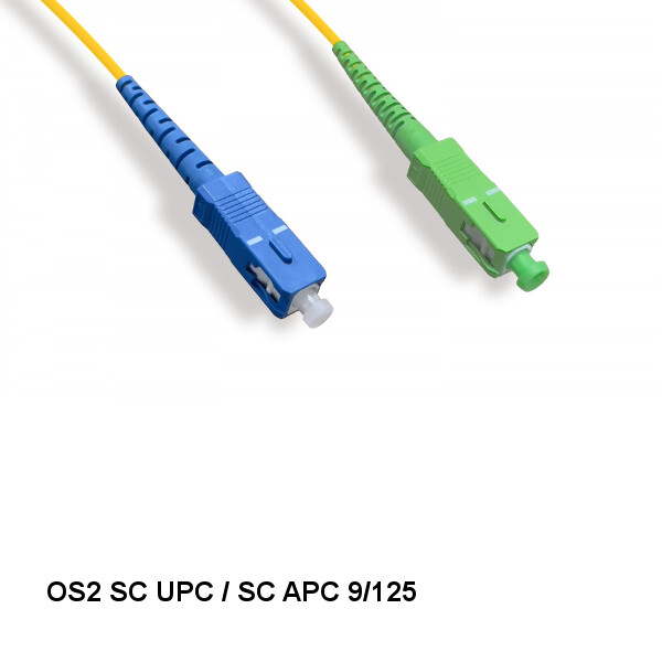 Kentek 9Ft SC UPC/ SC APC OS2 9/125 Simplex Single-Mode Fiber Optic Cable OFNR