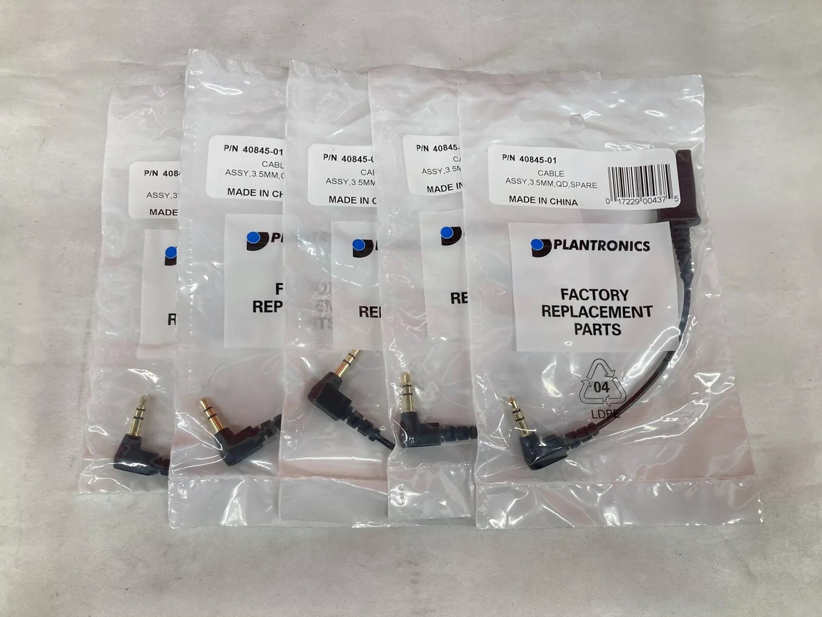 5 Lot Plantronics PL-40845-01 Standard QD 3.5mm Headset Adapter Cable. gb112