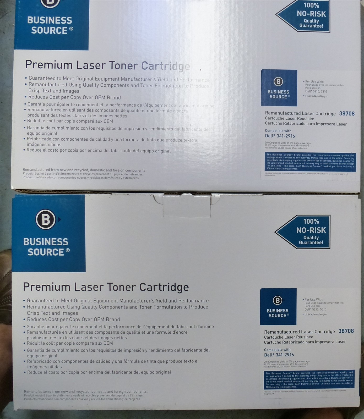 BUSINESS SOURCE Premium Toner Cartridge DELL 341-2916 Lot of 2 Black 5210 5310