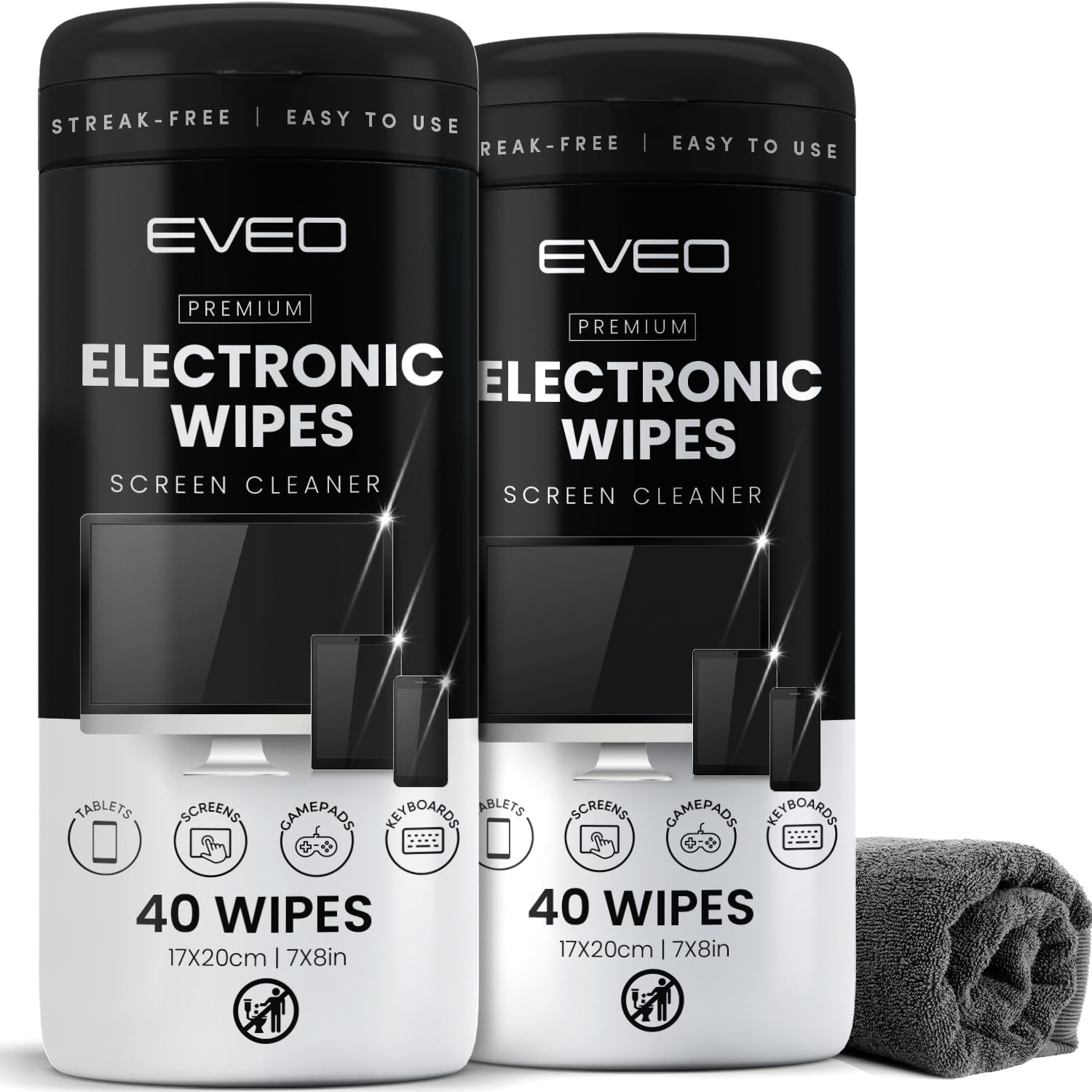 Electronic Wipes Screen Cleaner Streak-Free [2 Pack x40] Computer Screen Wipe...