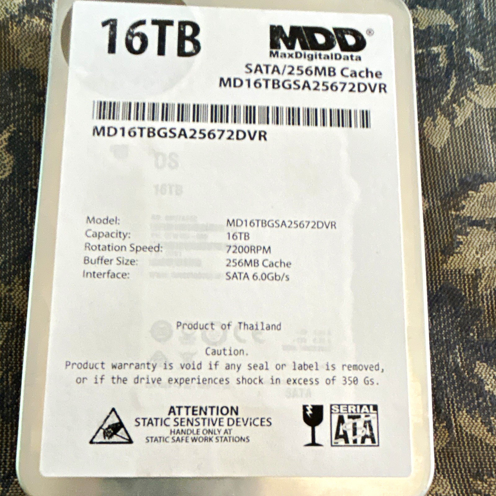 MDD MaxDigitalData 16TB SATA III 3.5in 7200RPM 256MB Internal HDD MD16TB