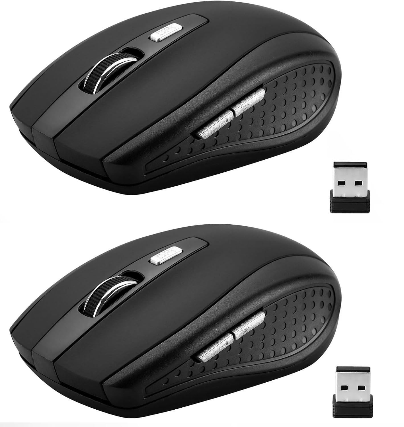 Guiheng 2 Pack Wireless Mouse, 2.4Ghz Mouse Computer 2 pack black