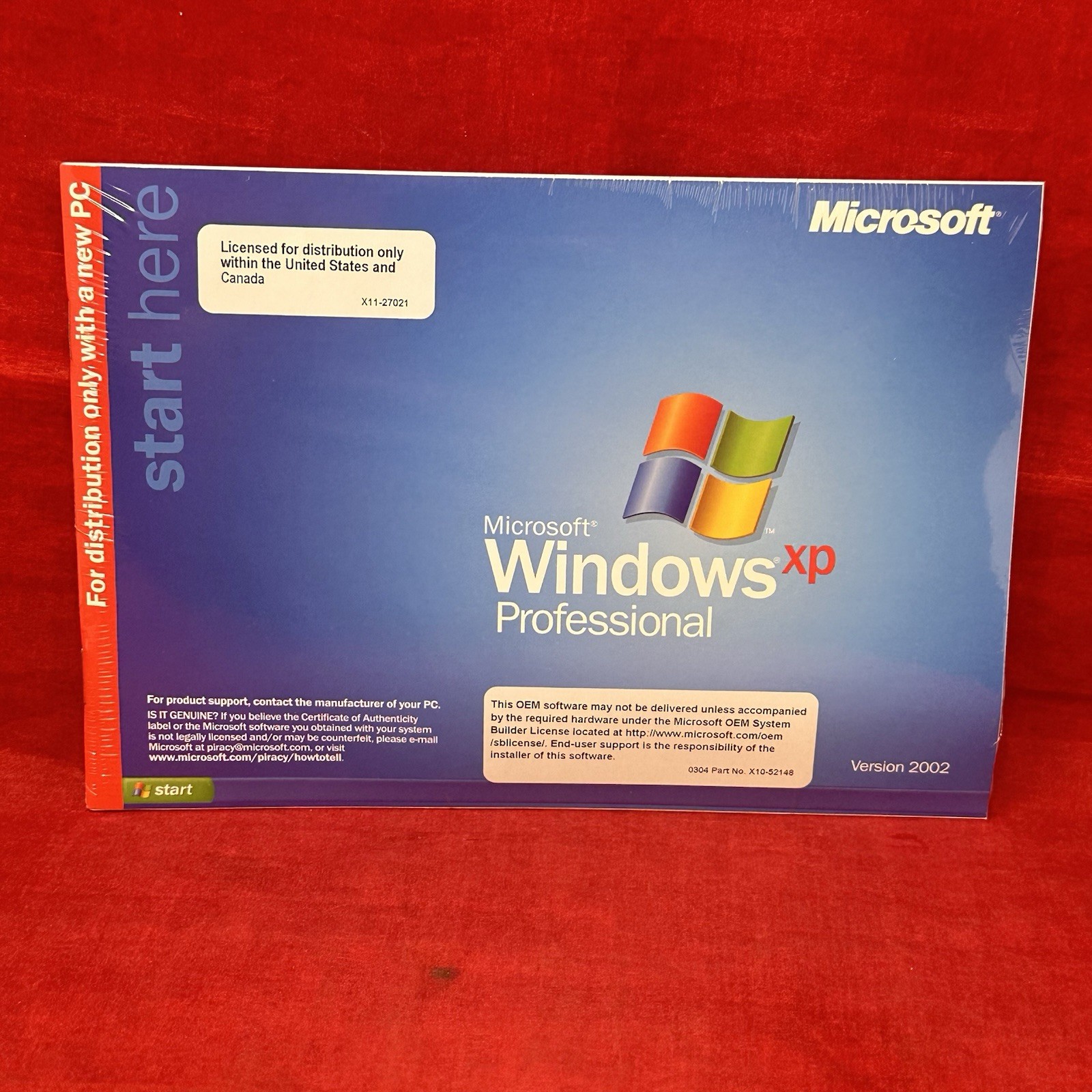 OEM Microsoft Windows XP Professional OS w/ Product Key Version 2002 New Sealed