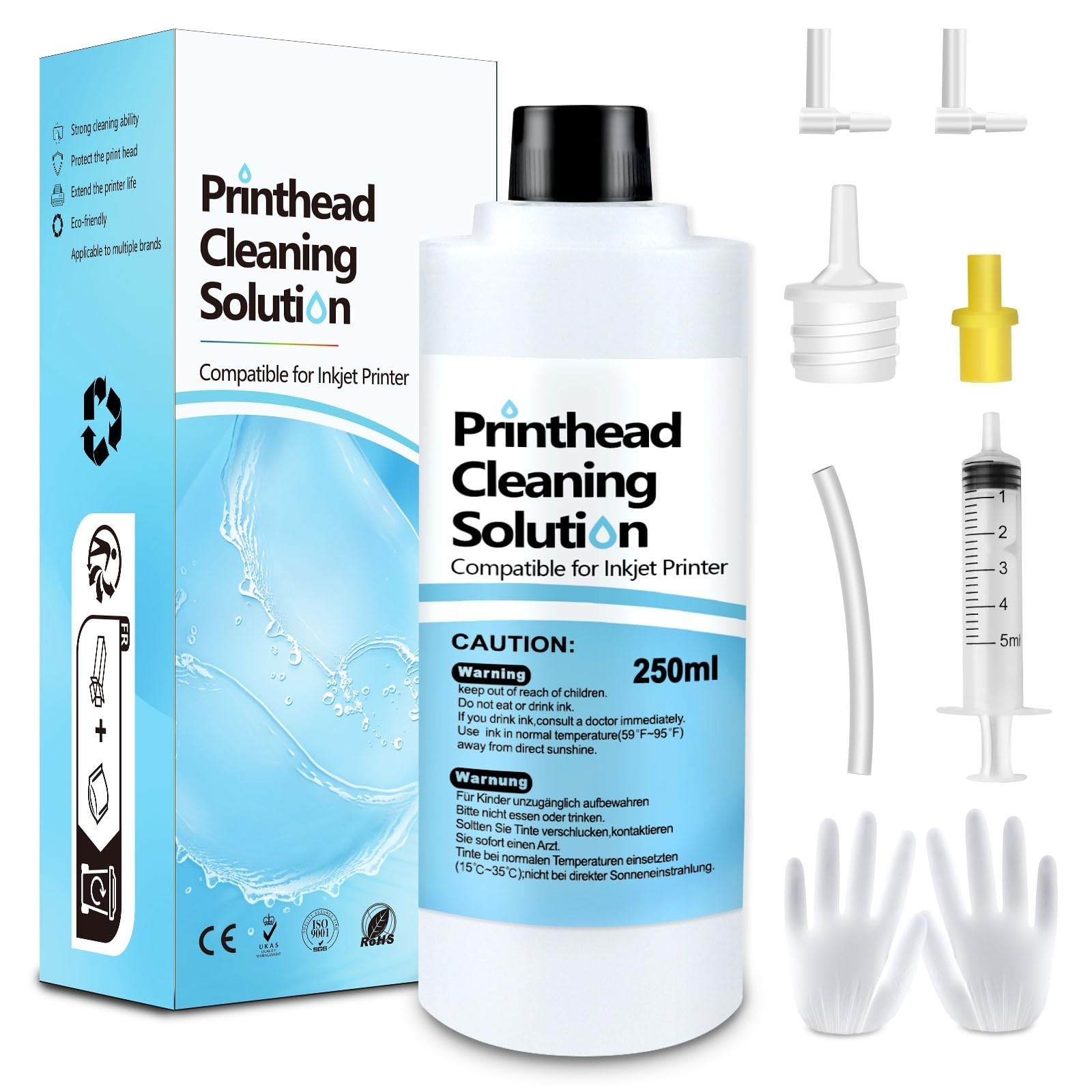 Printer Head Cleaning Kit 250ML - Nozzle Cleaner for Inkjet Printers, Easy Use