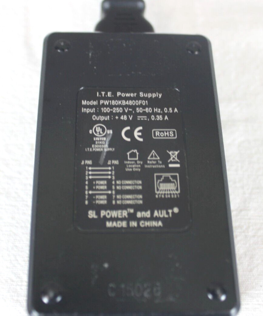 I.T.E. POWER SUPPLY PW180KB4800F01 48V .35A POE Adapter 6.5 FT Cable