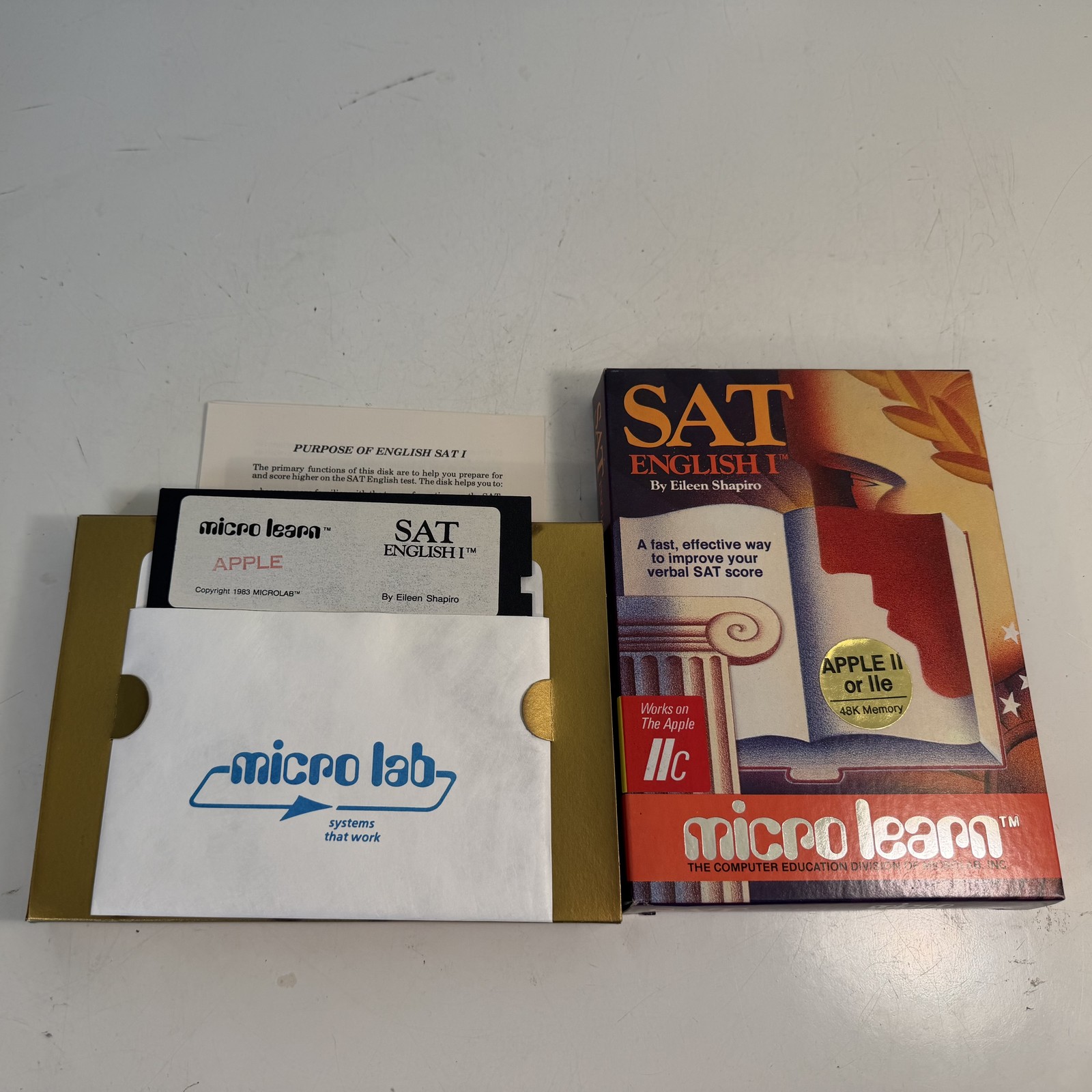 SAT English I by Micro Learn Microlab For Apple II IIc 1983 By Eileen Shapiro