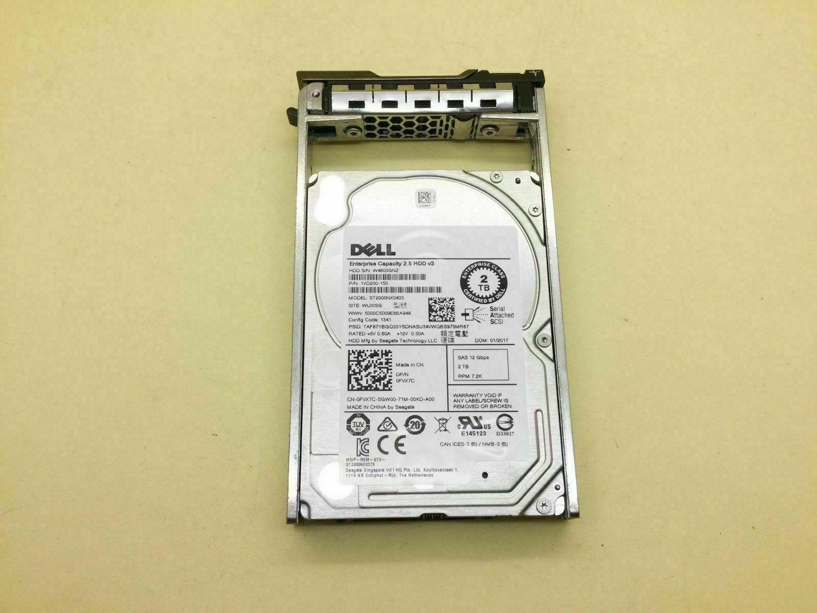 Dell 2TB 7.2K SAS 2.5" Hard Drive for PowerEdge R330 R430 R530 R630 R730 R930