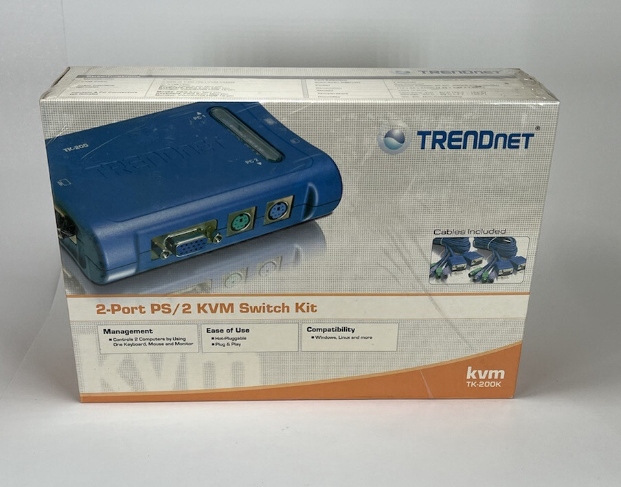 TRENDnet 2-Port PS/2 KVM Switch Kit Includes 2x KVM Cables TK-200K Version
