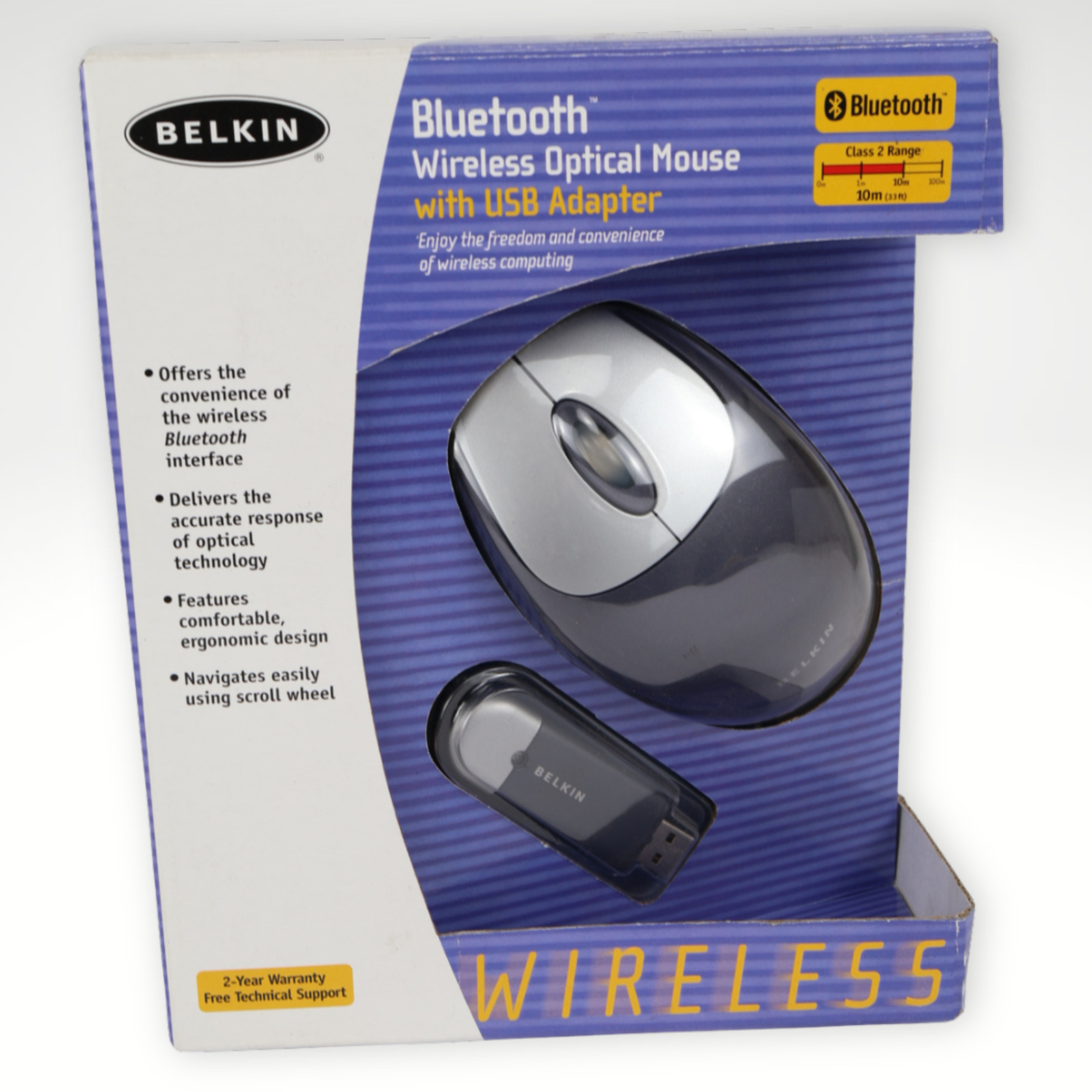 Belkin Bluetooth Wireless Optical Mouse USB Adapter F8T041-B Open Box