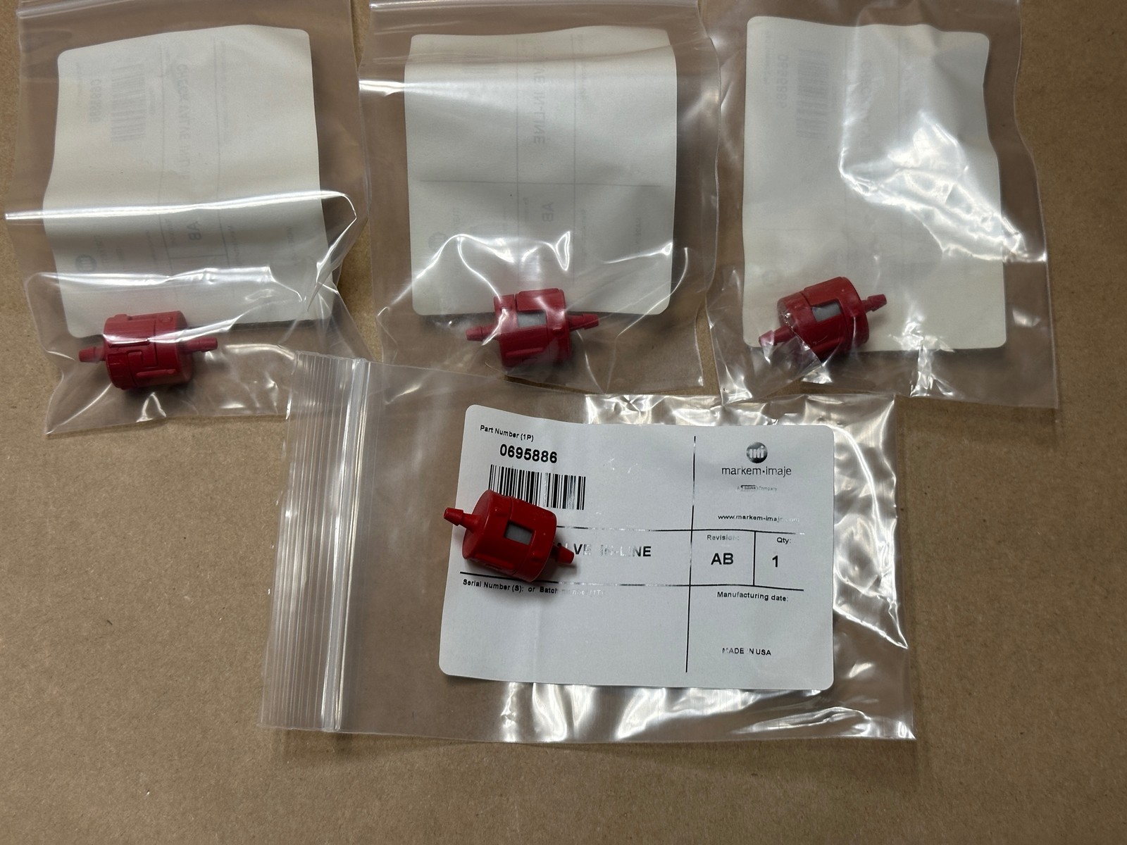 4x Pack Lot Markem-Imaje 0695886 In-Line Check Valve