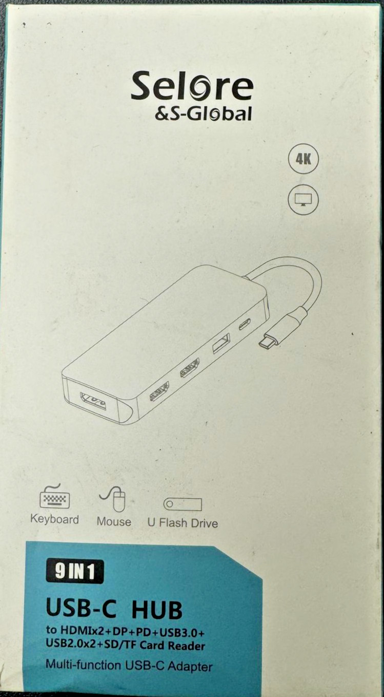 SELORE & S -GLOBAL USB-C HUB - DP/HDMI/USB 2.0/ 3.0 / SD/TF Slots- 9 IN 1