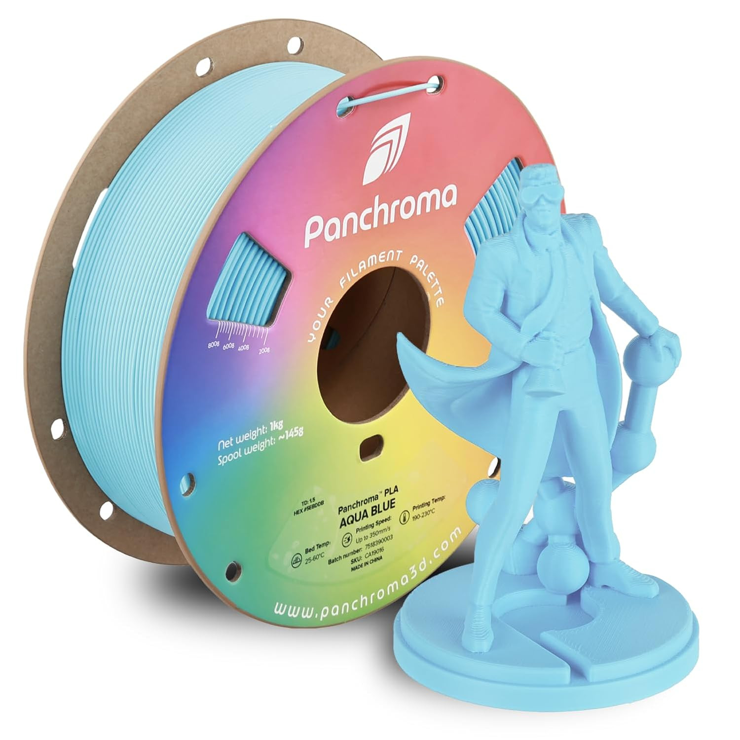 Panchroma PLA Aqua Blue 3D Printer Filament, 1.75Mm, 1Kg Spool, Easy to Print, H