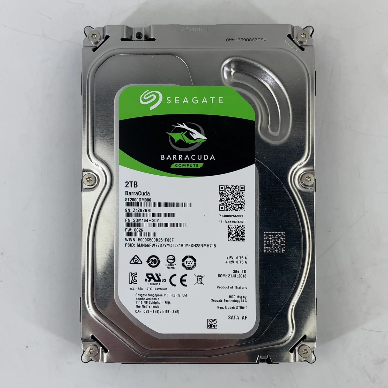 Seagate 3.5" BarraCuda Compute 2TB eSATA III 6Gbps HDD 2DM164-302